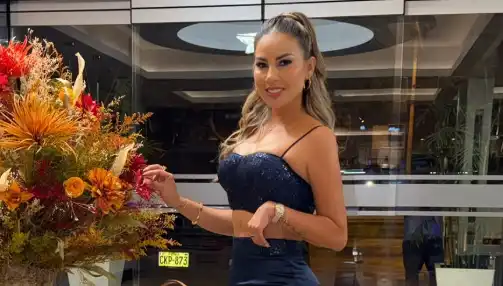 Pamela López, personalidad de la televisión peruana, en un evento público